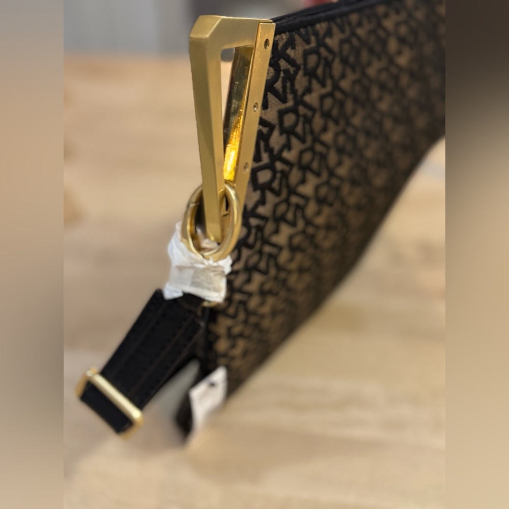 NWT DKNY monogram, convertible Crossbody or clutch with brass details - Picture 14 of 14